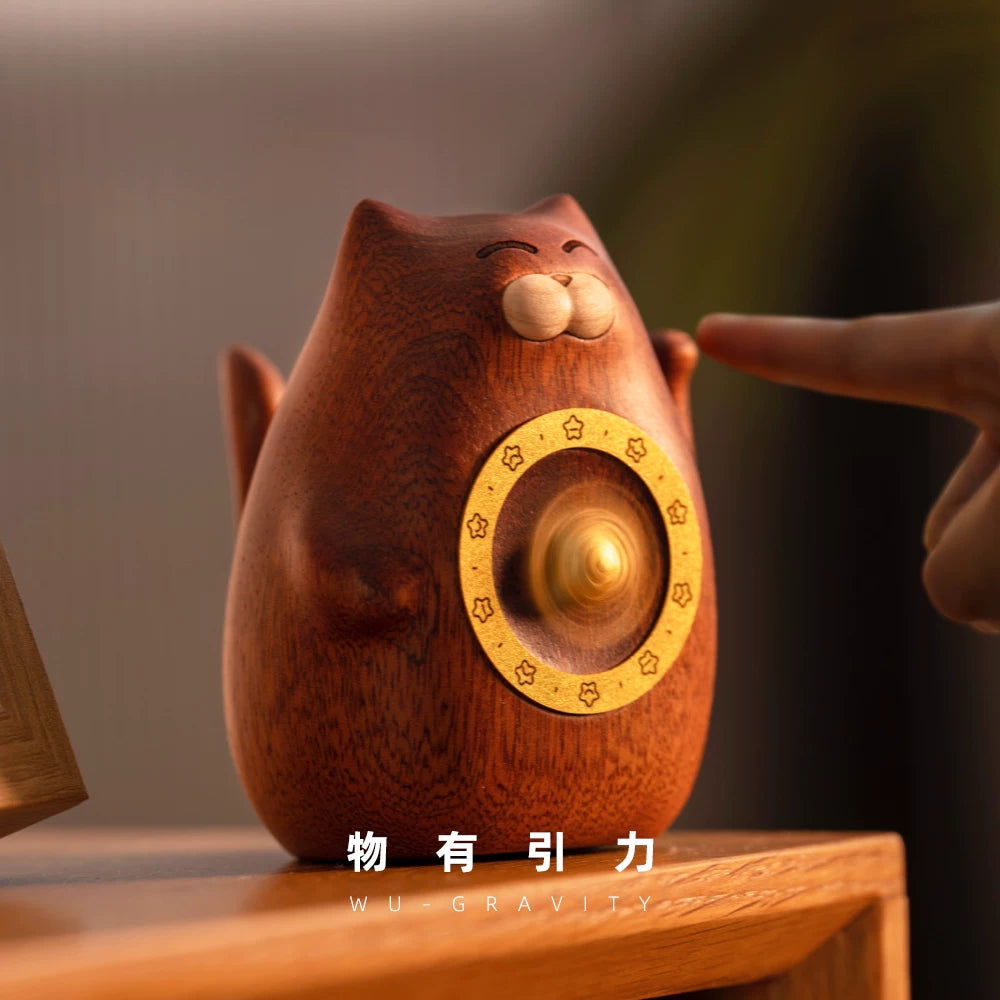 Lucky Cat Wood Craft Ornament Fortune Koi Gift